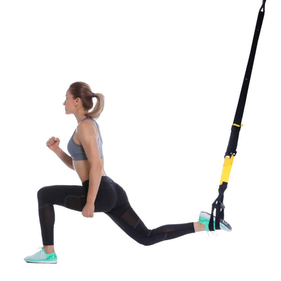 Girl performing TRX-Split-Squat