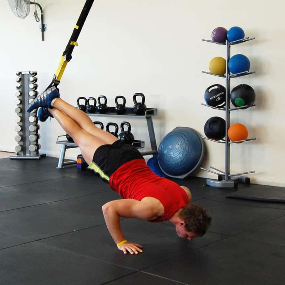 Man performing a TRX push up