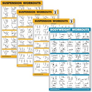 Palace Learning 4 Pack - Suspension Workout Posters Volume 1, 2 & 3 + Bodyweight Exercise Chart
